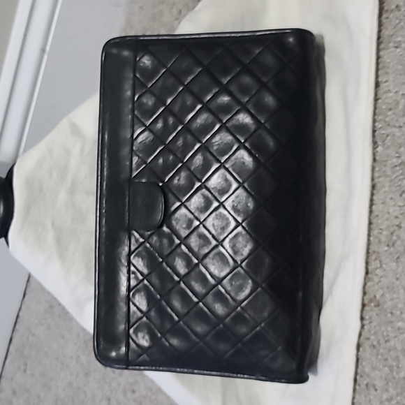 Vintage Rare Chanel Lambskin Leather Quilted Frame Clutch Bag Black France - Picture 16 of 16